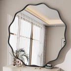 Round Wavy Mirror, 36 Inch Metal Frame Circle Mirror, Round Wall Mounted - Image 2