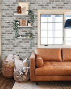 Guvana 17.3"×394" Brick Wallpaper Grey and Brown Self Adhesive Wallpaper 3D - Image 4