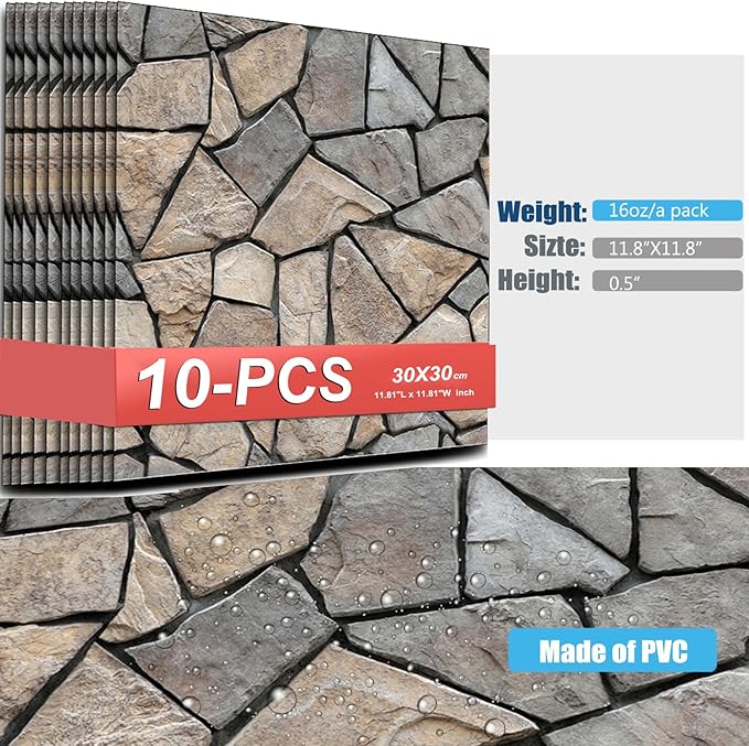 3D Self Adhesive Wall Panels, PVC Tiles Backsplash DIY Brick Wallpaper Tile - Image 4