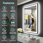 28x36 Black Framed LED Bathroom Mirror - Image 2