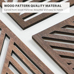 VIYYIEA Boho Solid Wood Carved Wall Art Set of 3, Geometric Minimalist Wooden - Image 3