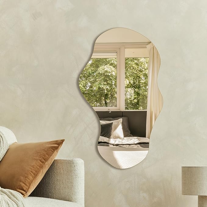 PERFNIQUE Irregular Wall Mirror Asymmetrical Mirror, Cloud Frameless, Wall - Image 6