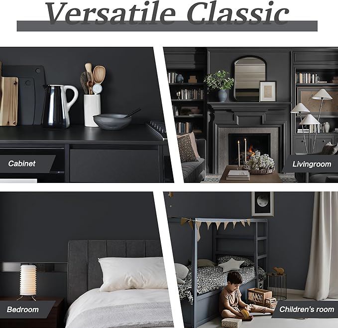 Dimoon 17.7''x236'' Peel and Stick Wallpaper Dark Grey Contact Paper - Image 4