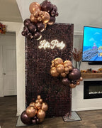 COKAOBE Dark Brown Shimmer Wall Backdrop 24PCS Sequins Backdrop Decoration - Image 5