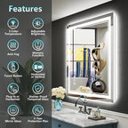 28x36 LED Bathroom Mirror with Lights, Backlit and Front Lit Anti-Fog Lighted - Image 2