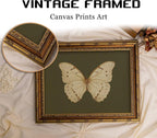 Vintage Gold Framed Wall Art Retro White Butterfly Canvas Print Dark Green - Image 5