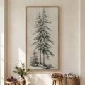 Large Framed Vertical Vintage Pine Tree Wall Art by Cuspin