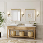 Gold Bathroom Mirror, 30x36 Brushed Gold Bathroom Mirror Beveled Edge, - Image 6