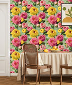 BOKEBEVE Extra Long Pink Floral Wallpaper Stick Peel Large Print Flowers - Image 3