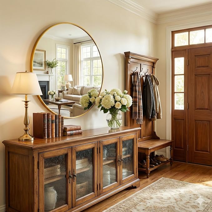 Antok 24 Inch Round Mirror for Wall, Round Bathroom Mirror, Circle Wall Mirrors - Image 9
