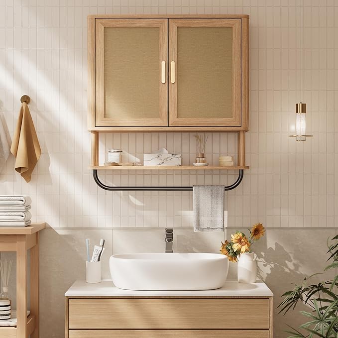 INNOD Rattan Bathroom Wall Cabinet - Image 6