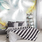 -Gold Modern Feather Fabric Wallpaper Living Room Bedroom Bathroom Large Wall by YIHWM-PurchaseNow