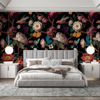 Zeeko Floral Peel and Stick Wall Mural Black Flower Wallpaper - Image 5