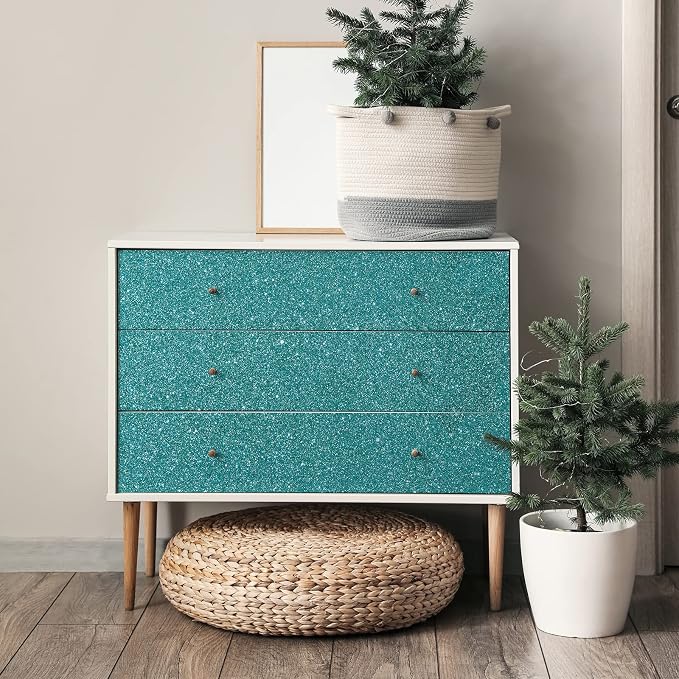 CRE8TIVE Teal Blue Glitter Wallpaper Border Peel and Stick Wall Border Sparkle - Image 2