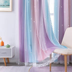 XiDi Curtains for Bedroom Decor, Rainbow Pink Purple/34/96 by Addsomecolortolife