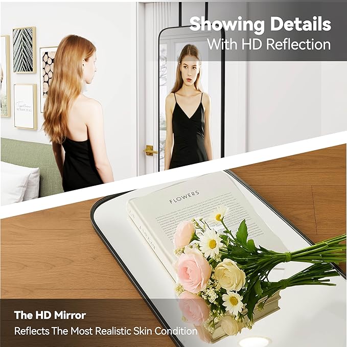 SCWF-GZ 57x20 Door Hanging Full Length Mirror, Floor or Wall Mounted Metal - Image 9