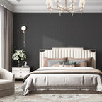 FUKU MON Dark Gray Vinyl/PVC Grasscloth Textured Wallpaper 24" X 394" Fabric - Image 3