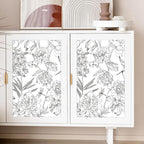 JiffDiff White and Black Wallpaper Peel and Stick Sketched Peony Floral - Image 5