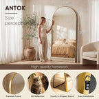 Antok 76" x34” Arched Full Length Floor Mirror, Free Standing/Wall Mount/Leaning - Image 3