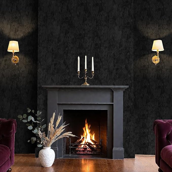 Self Adhesive Velvet Wallpaper Black Soft Velvet Fabric Wallpaper 17.7"x80" - Image 5
