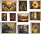 Vodefoad 10Pcs Vintage Halloween Canvas Wall Art Retro Pumpkin Poster Victorian by VodefoadVintageWallArt