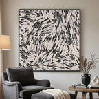 Large Framed Black and White Abstract Wall Art - Image 2