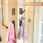 Foldable Wall Hooks 4Pack: Rustic Wooden Coat Hooks Mounted - Image 6