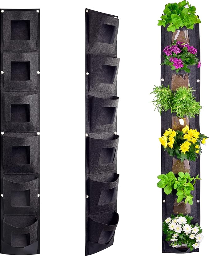 6 Pocket Vertical Grow Bag, Hanging Wall Garden Planter, Indoor Outdoor by CHARGUY