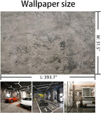 BAYYA Extra Wide Concrete Textured Wallpaper Peel Stick Light Grey Matte - Image 9