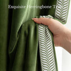 NICETOWN Rod Pocket Embroidered Trim Velvet Curtains, 2 Panels, Olive Green - Image 2