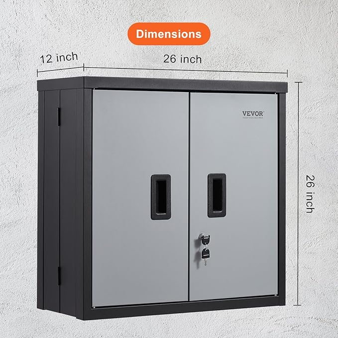 VEVOR Foldable Wall Cabinet, Metal Garage Locker Mounted 26" Small Tool Chest - Image 3