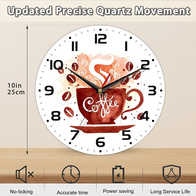 Watercolor Coffee Cup Wall Clock - Image 2