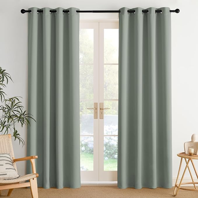 NICETOWN Room Darkening Draperies Curtains Panels, 2 Panels Sage Green W52 x L84 by NICETOWN