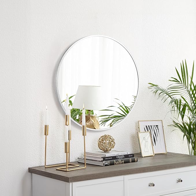 Fabuday Silver Round Mirror for Wall 26 inch - Image 3