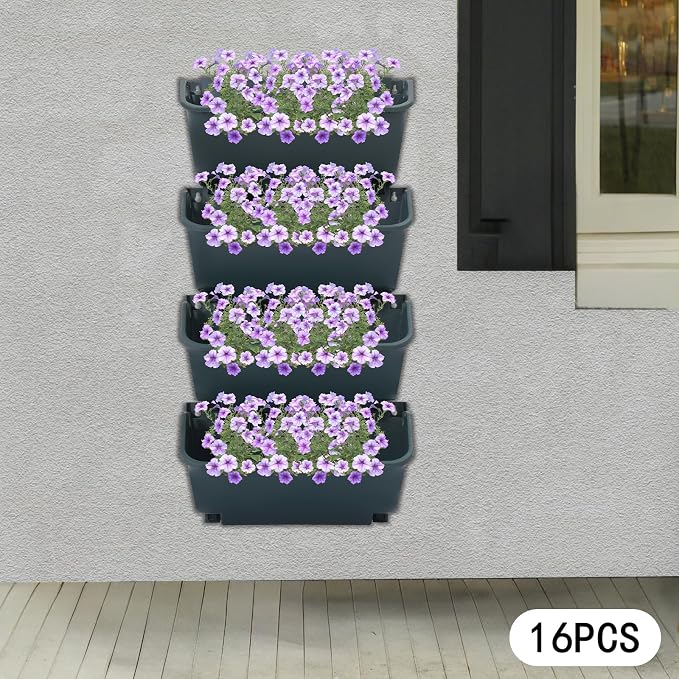 Vertical Wall Planter with 16 Pots, Hanging Garden Plant Flowerpot Holder - Image 7