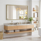 60 x 36 Gold Bathroom Mirror, Brushed Gold Beveled Bathroom Mirror, - Image 6