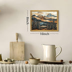 Vintage Boho Mountain Wall Art, Framed Landscape Canvas Wall Art, Nature Forest - Image 5