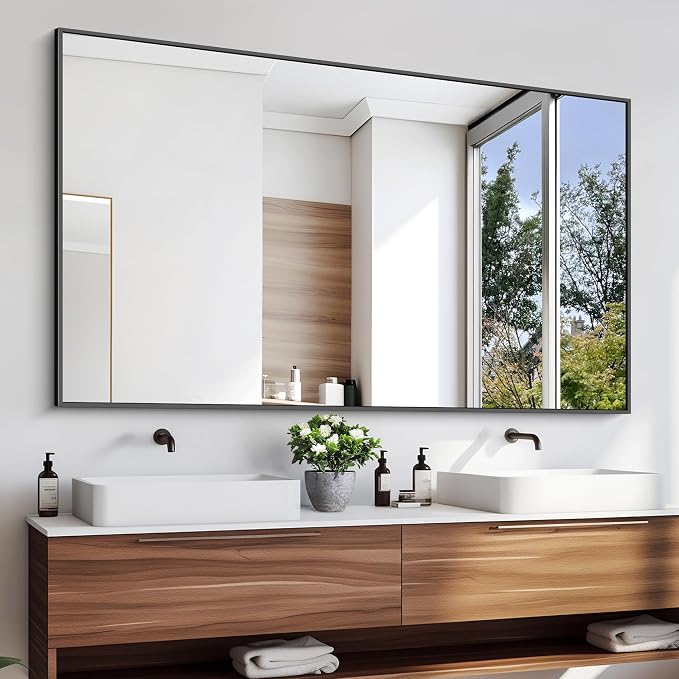 KOCUUY Bathroom Mirror, 30x55 Inch Large Black Mirrors by KOCUUY