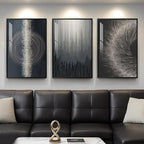 Large Framed Black Silver Modern Abstract Wall Art by Cuspin