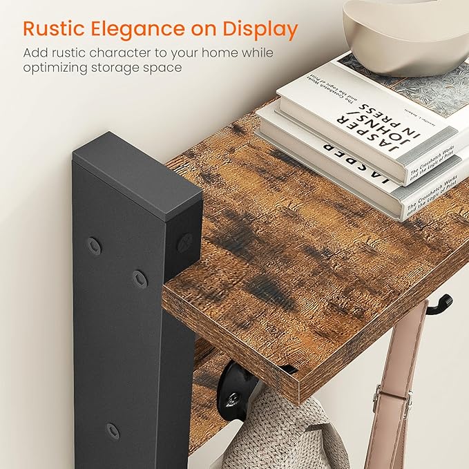 Homode Coat Rack with Wall Mount, 24 Inch Long Entryway Wall Shelf with Hooks - Image 5