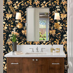 Simon&Siff Vintage Wallpaper Peel and Stick Black Gold Floral Wallpaper - Image 6