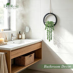 Der Rose 2 Pack Fake Plants Hanging Artificial Succulents Plants in Black Pots - Image 2