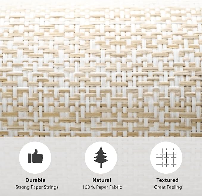 Ansehan Wallcovering W1321 Oxford Collection 36" W x 8 Yard L, Natural Paper - Image 7