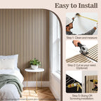 4 Pack Wood Panels for Wall, 94.4" x 12.8" Acoustic Wood Slat Wall Panel for - Image 7