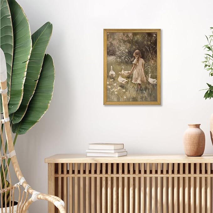 Wood Framed Canvas Wall Art, Vintage Girl - Image 7