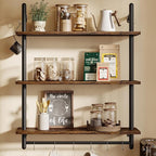 Bestier 3 Tier Industrial Pipe Shelving, Floating Book Shelves by Bestier