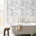 Ismoon Vintage Floral Wallpaper Peel and Stick Boho Beige and Gray Contact - Image 3