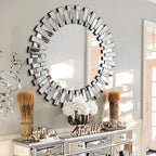 Chende 40'' Large Round Mirror, Modern 3D Decoratiave Wall Mirror by ChendeMirror