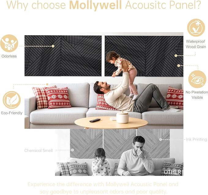 Mollywell Art Acoustic Wall Panels, 24x24 Inch 8 Pack, Wood Veneer, Sound - Image 4