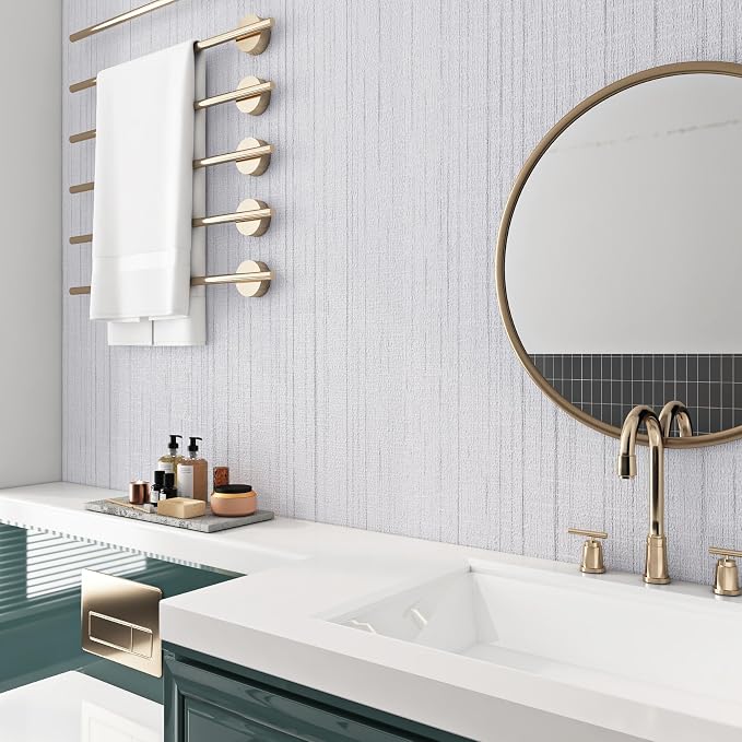 Livelynine 15.8x394 Textured Wallpaper Stick and Peel White Embossed Wallpaper - Image 2